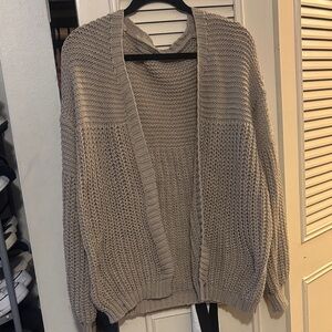 SHEIN Taupe Open-Front Chunky Knit Cardigan